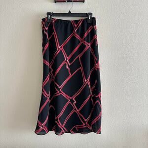 vintage back red retro abstract midi maxi skirt